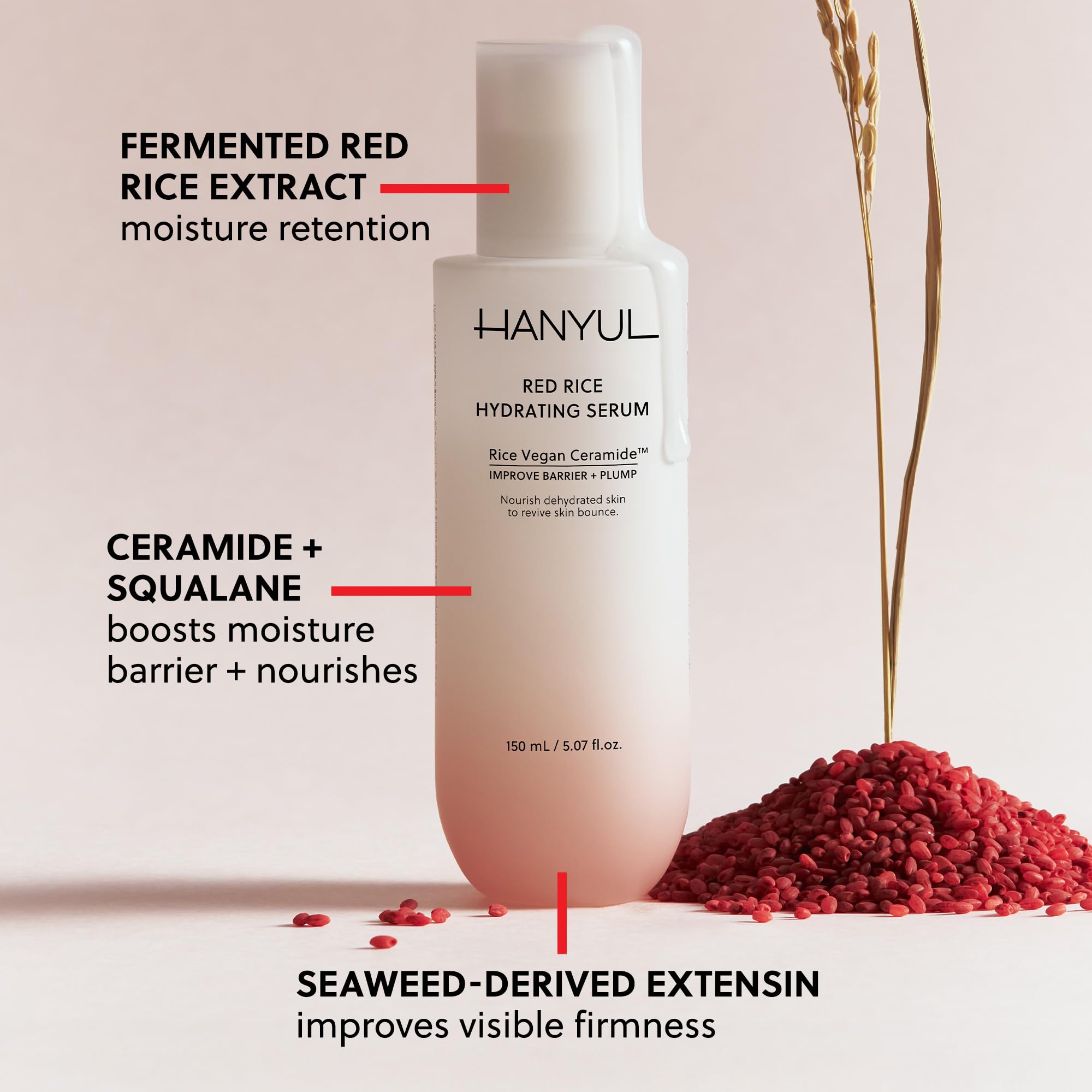 HANYUL Red Rice Hydrating Serum with Vegan Ceramide & Squalane - Korean Face - Hanyul Official Product View 3
