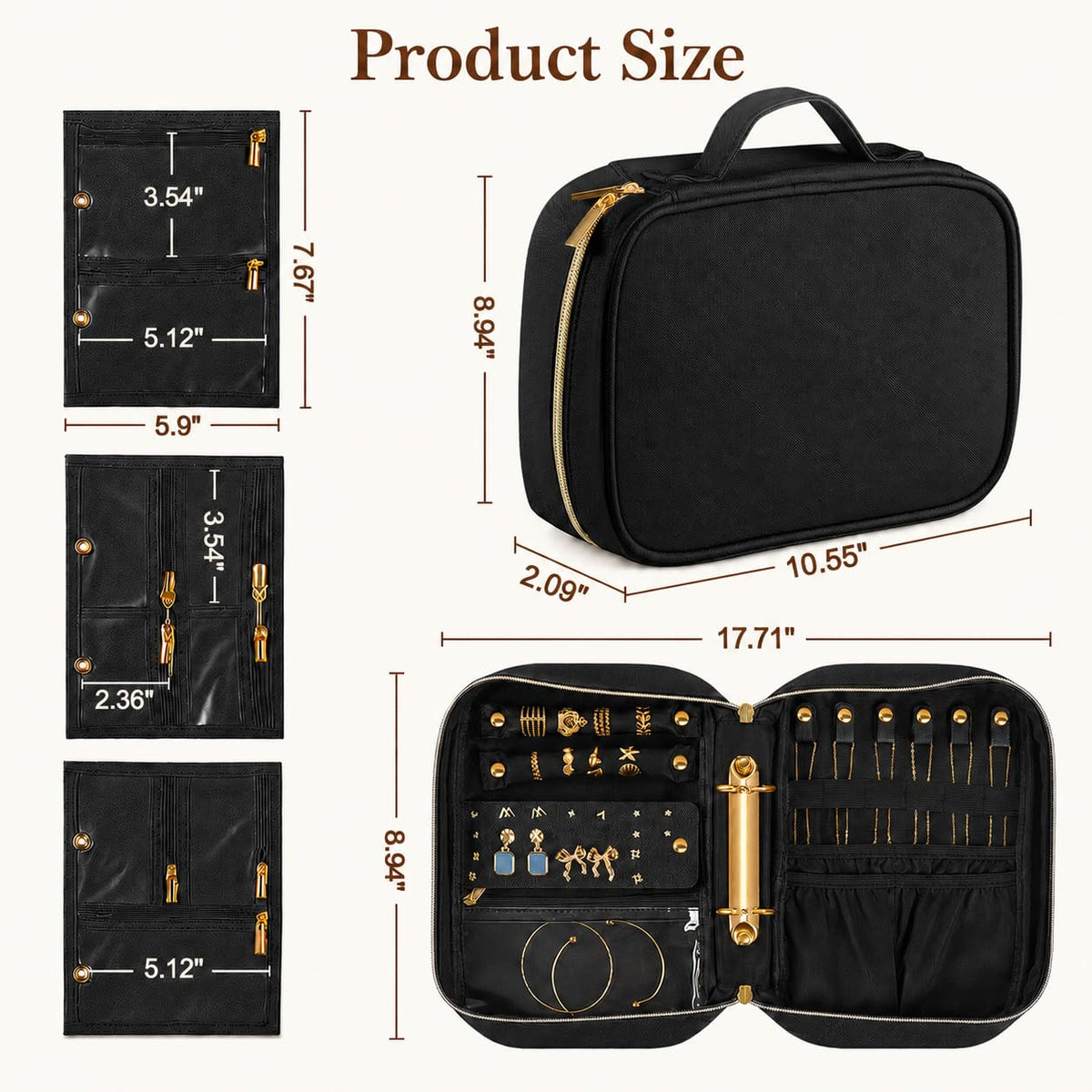 Travel Jewelry Case Organizer for Women Detachable Pouches - Vutlue Official Imagery - 3