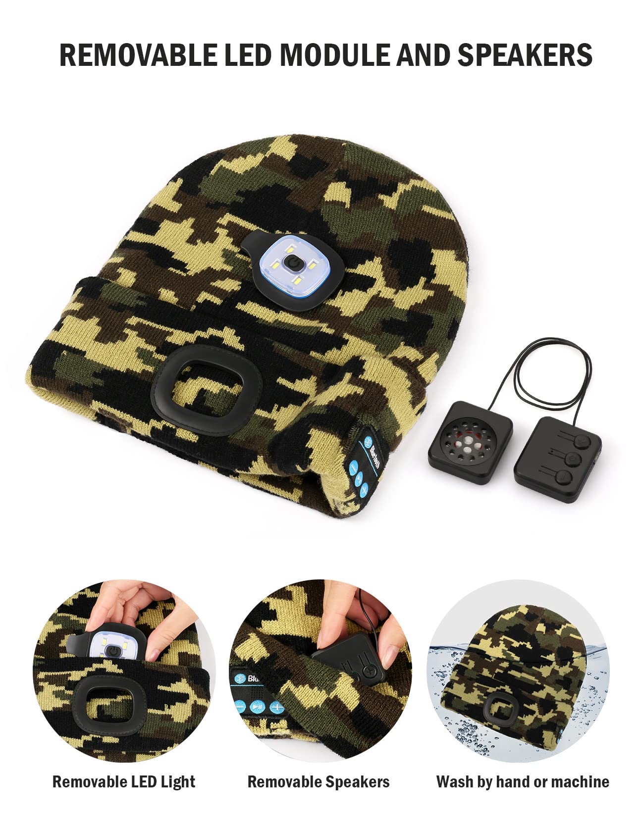 Wmcaps Bluetooth Beanie with LED Light, Winter Hat Gifts for Men - Wmcaps Official Product View 3