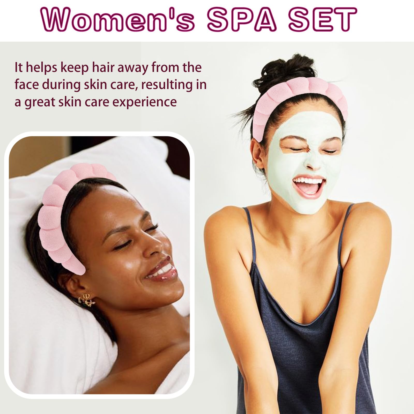 CUBACO Spa Headband and Wristband Set for Women with Ice Jade - CUBACO
