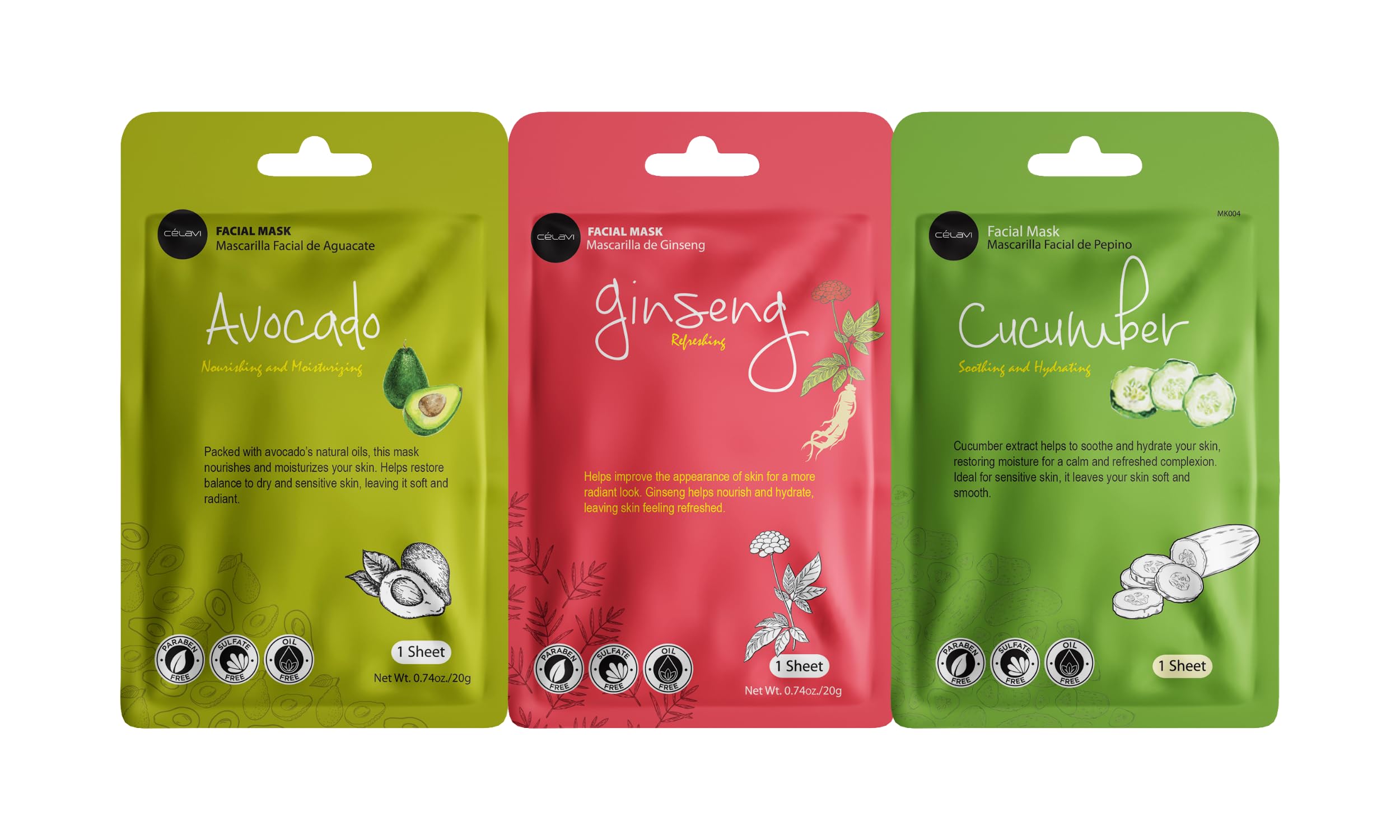 Celavi Korean Face Mask Sheet Set, Facial Spa Masks for Women, - Celavi Cosmetics