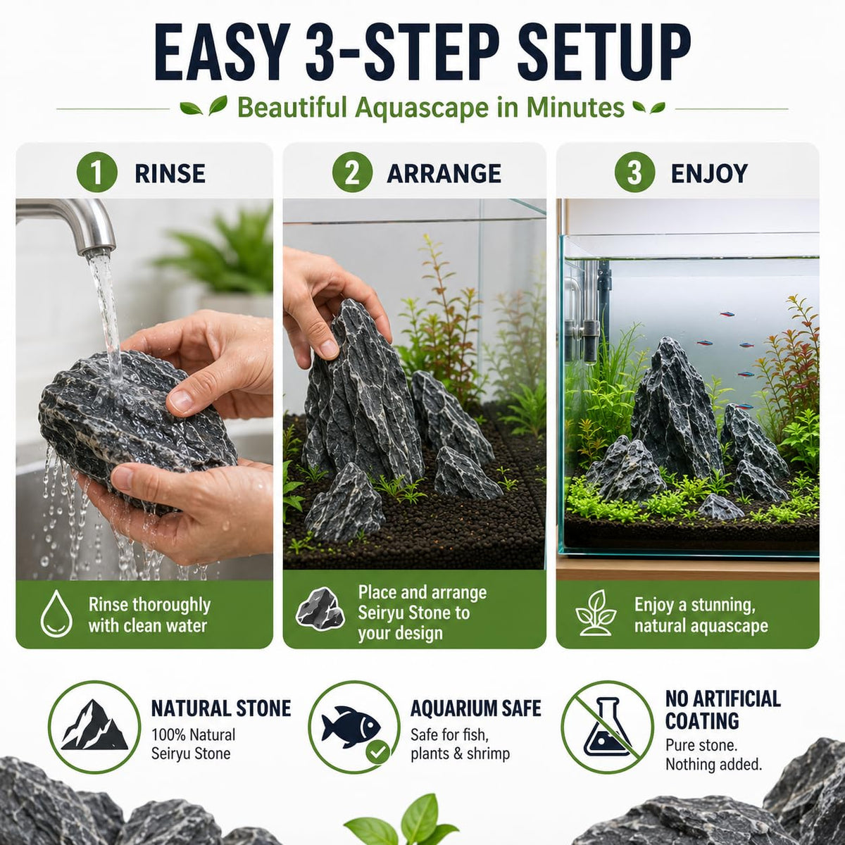 10lLBS Aquarium Rocks Seiryu Stone Natural Hardscape Stone - TankMatDecor Official Imagery - 7