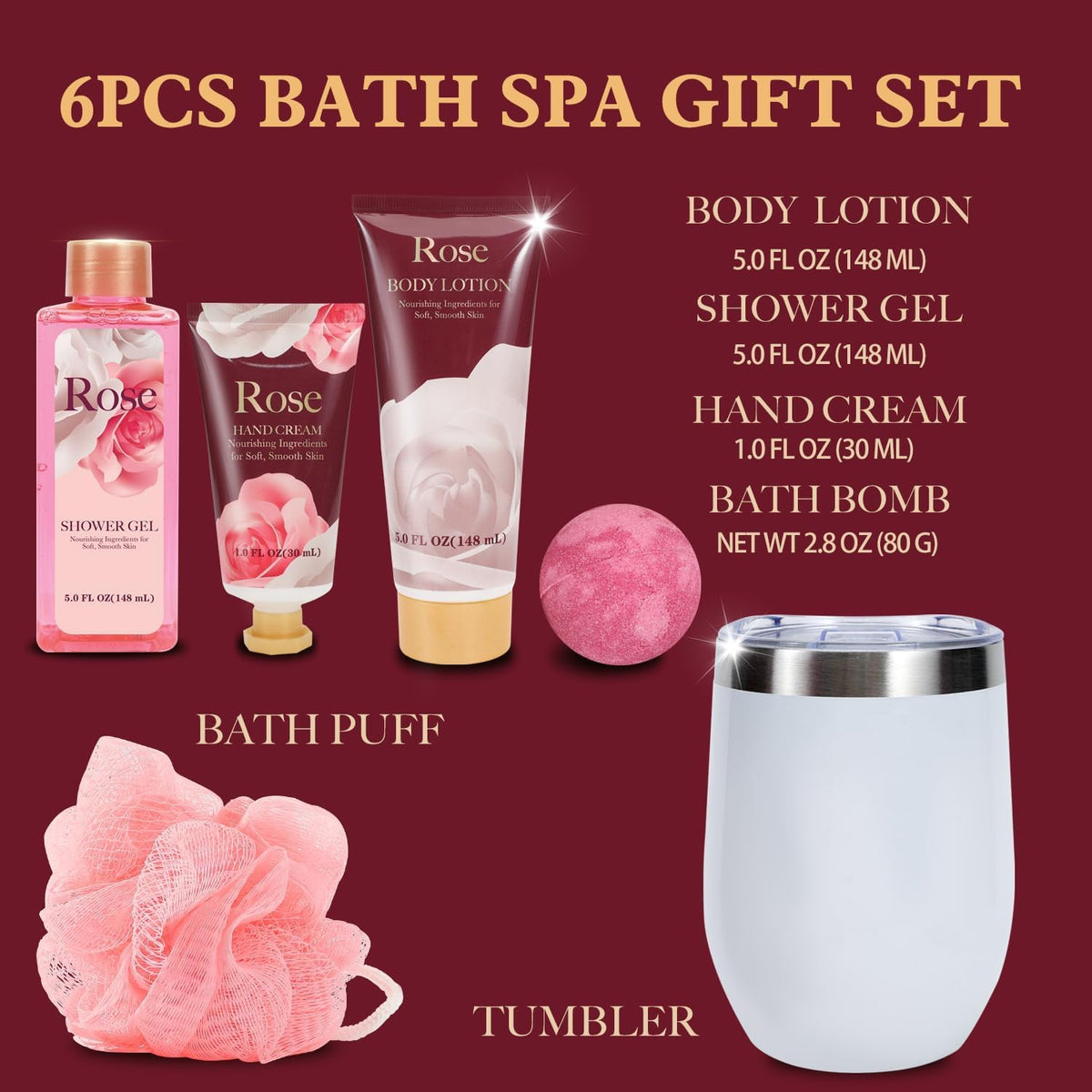 Spa Gifts for Women 6pcs Rose Womens Gift Sets Self Care - spa luxetique Official Imagery - 3