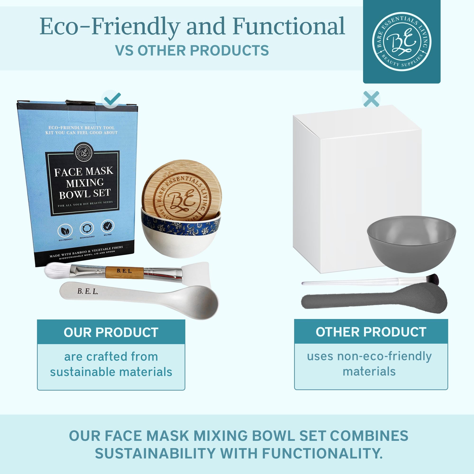 Clay Face Mask Mixing Bowl Set, Skin Care Kit Facial Bowls with - Bare Essentials Living