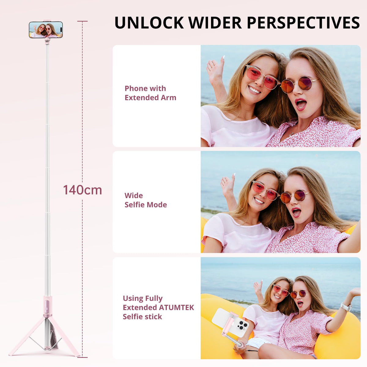 ATUMTEK 55 Selfie Stick Tripod All in one Extendable - ATUMTEK Official Imagery - 6