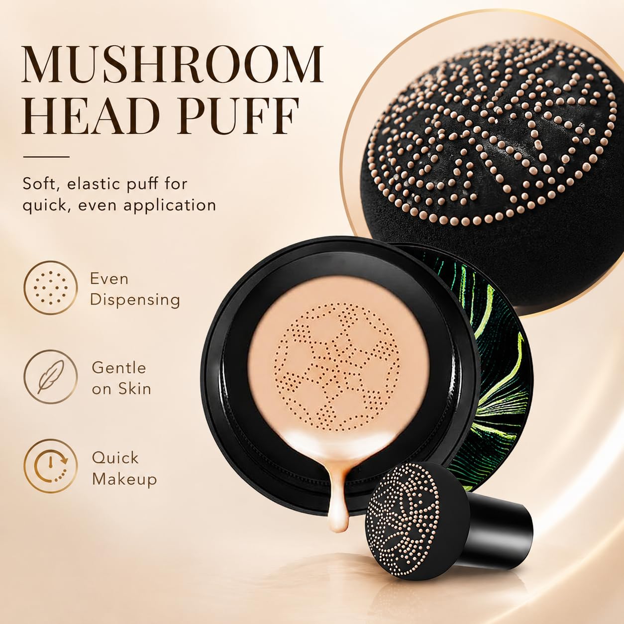 Moisture Cushion CC Cream with Mushroom Puff, Natural Color - Aurovida