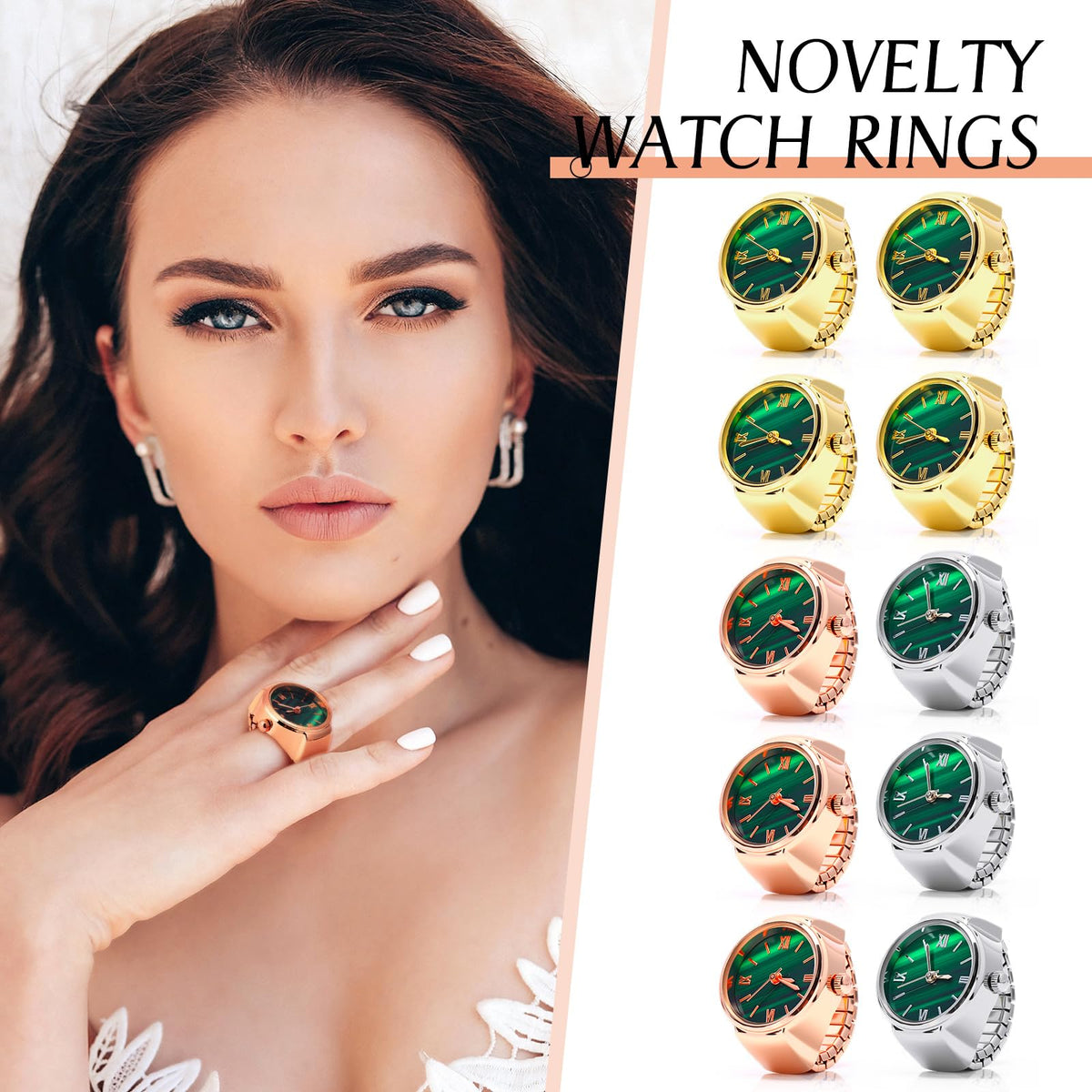 Landical 10 Pcs Finger Watches for Women Men Adjustable - Landical Official Imagery - 4