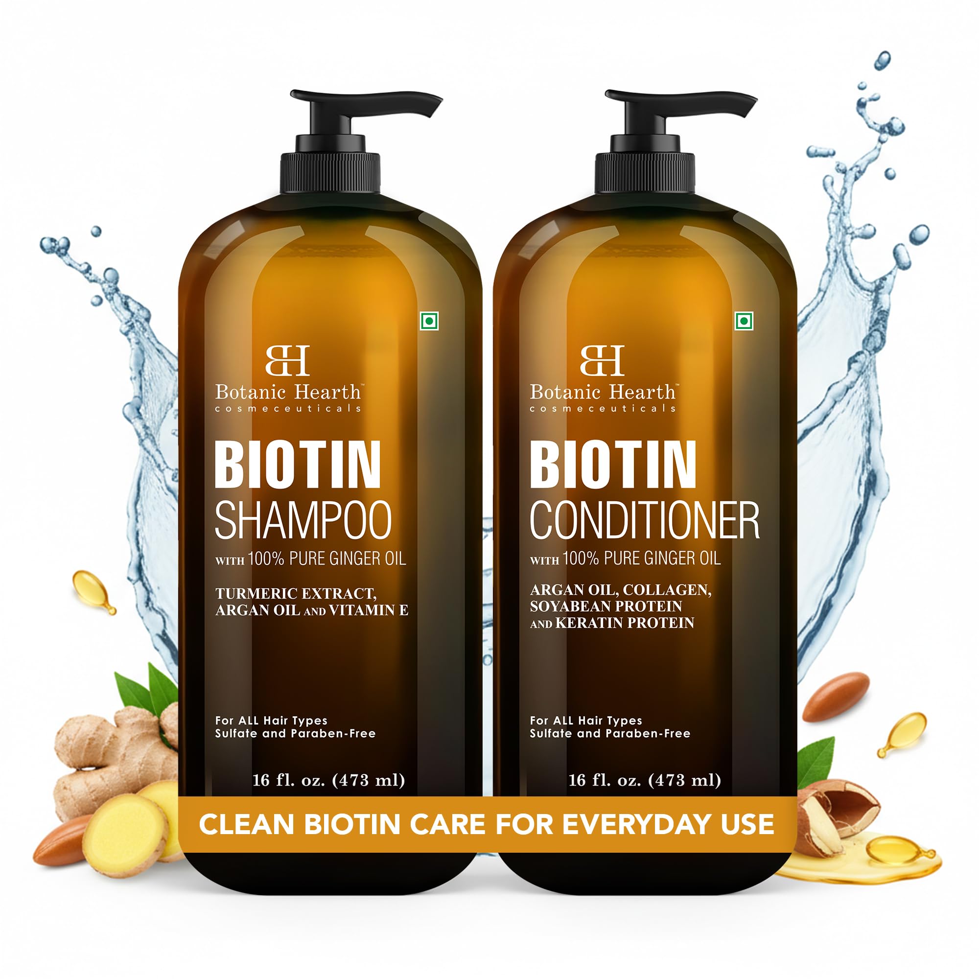 Botanic Hearth Biotin Shampoo and Conditioner Set - with Ginger Oil & Keratin - Botanic Hearth Official Product View 3