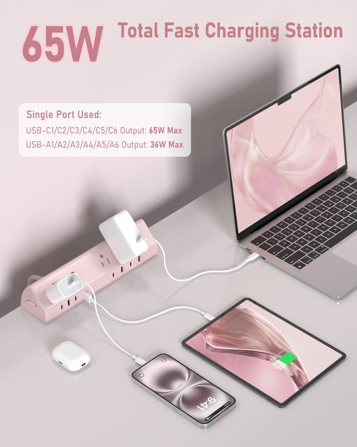 Jgstkcity Desk Clamp Power Strip USB C 65W Surge Protector - Jgstkcity Official Imagery - 3