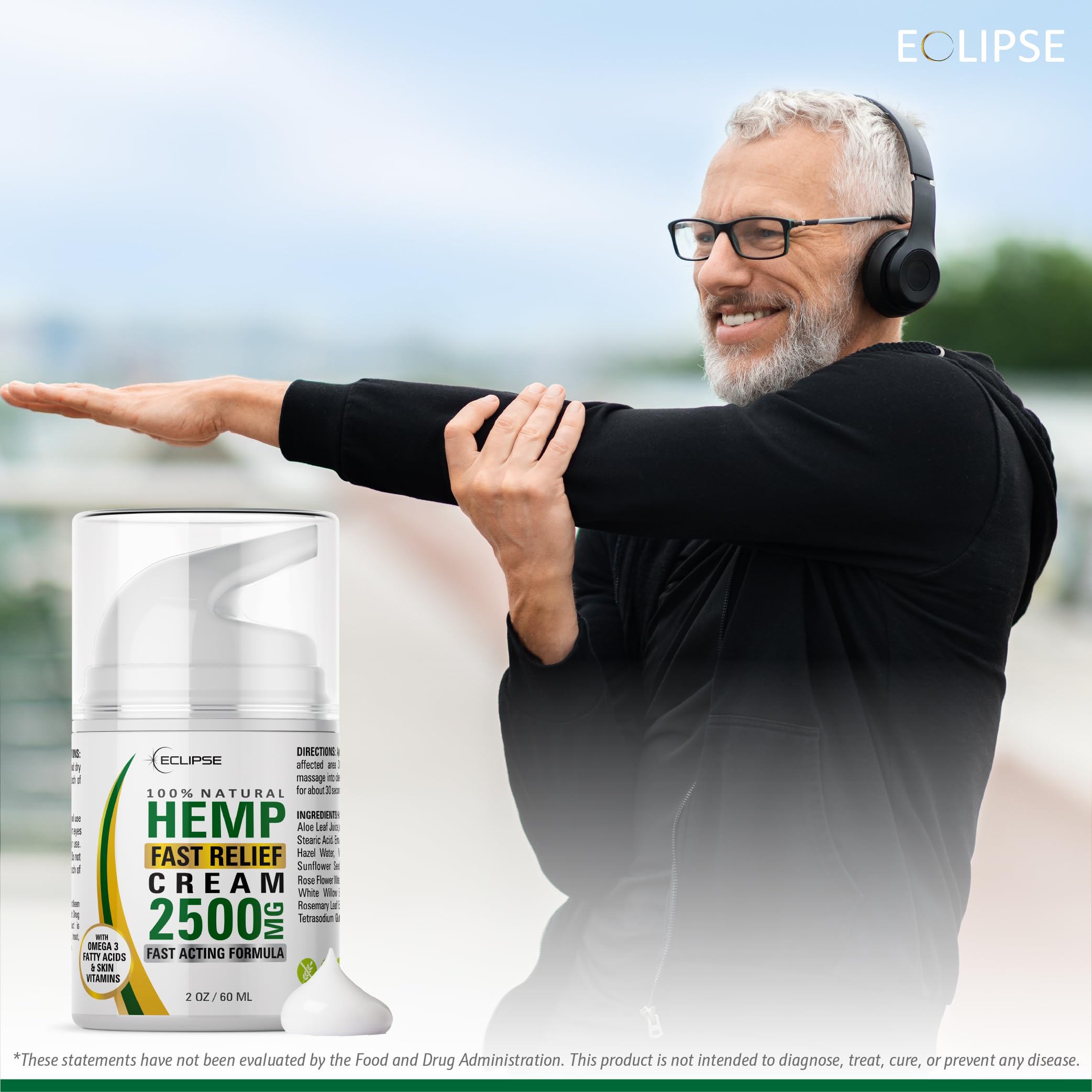 Eclipse Hemp Cream Natural Extract 4oz – 2 Pack USA