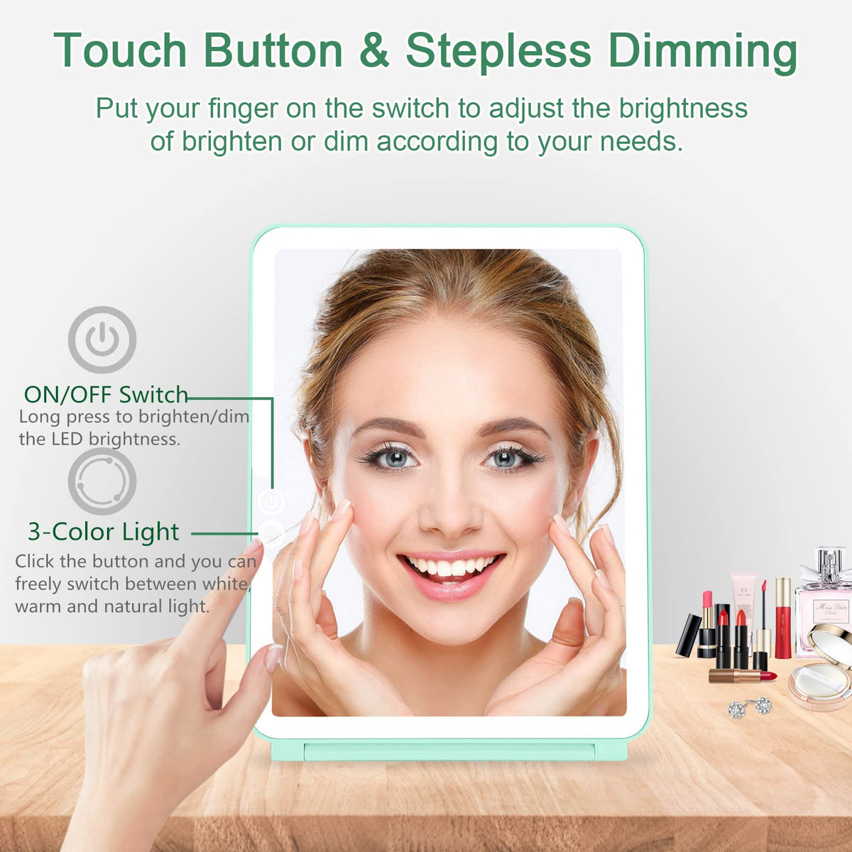 Folding Travel Mirror Lighted Makeup Mirror with 72 LEDs 3 - deweisn Official Imagery - 4