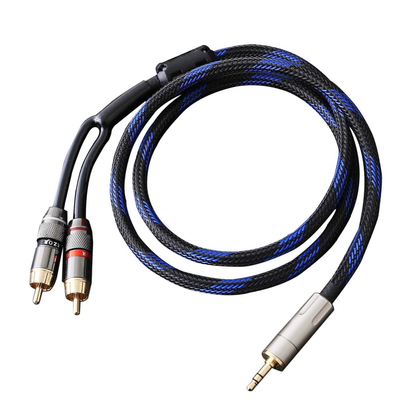 JORZOR Audiophile HiFi OFC Audio Cable 3.5mm Male to 2 RCA Male A by JORZOR - Angle View 1