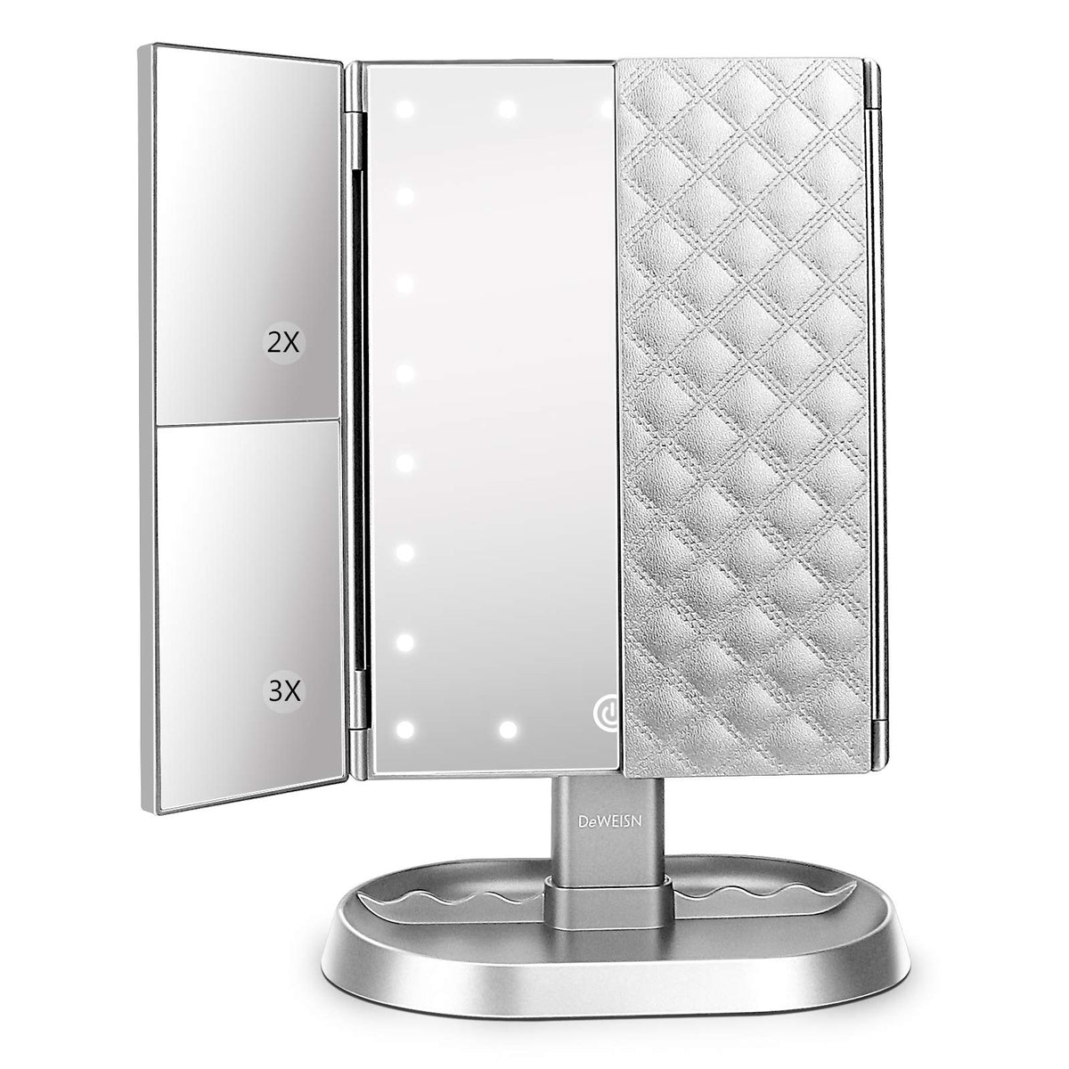 Trifold Lighted Vanity Makeup Mirror with 21 LEDs Lights 1x - deweisn Official Imagery - 8