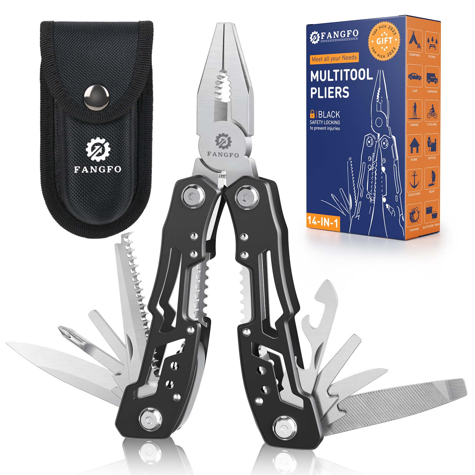 fangfo 14-In-1 Multitool with Safety Locking, Professional Stainl by fangfo - Angle View 1