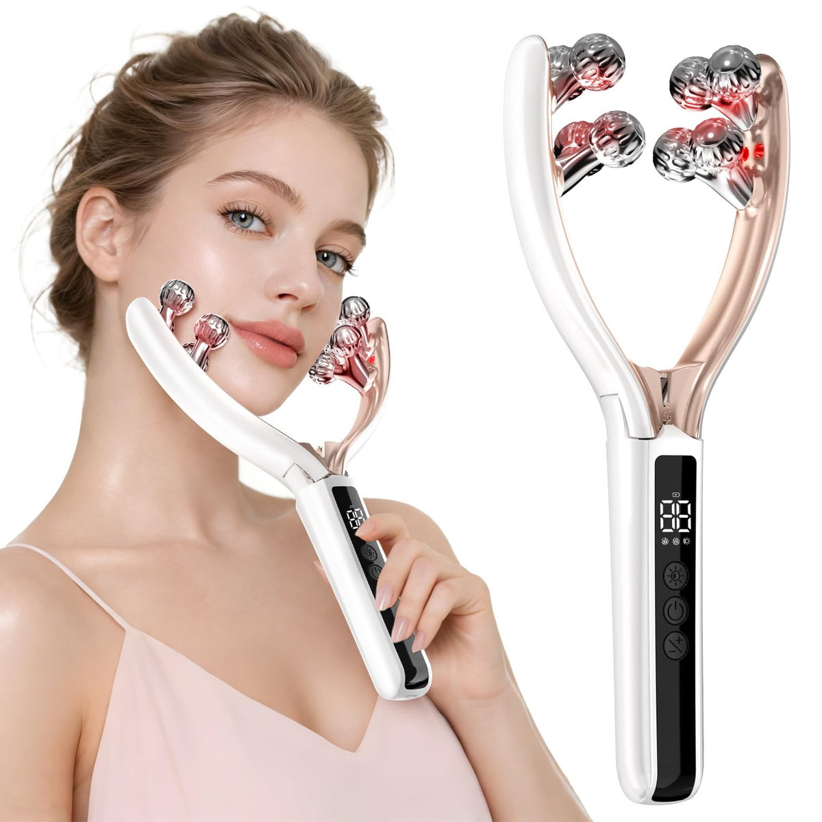 Face and Tmj Massager with 8 Roller Vibration Beauty Device - BOWENDA Official Imagery - 1