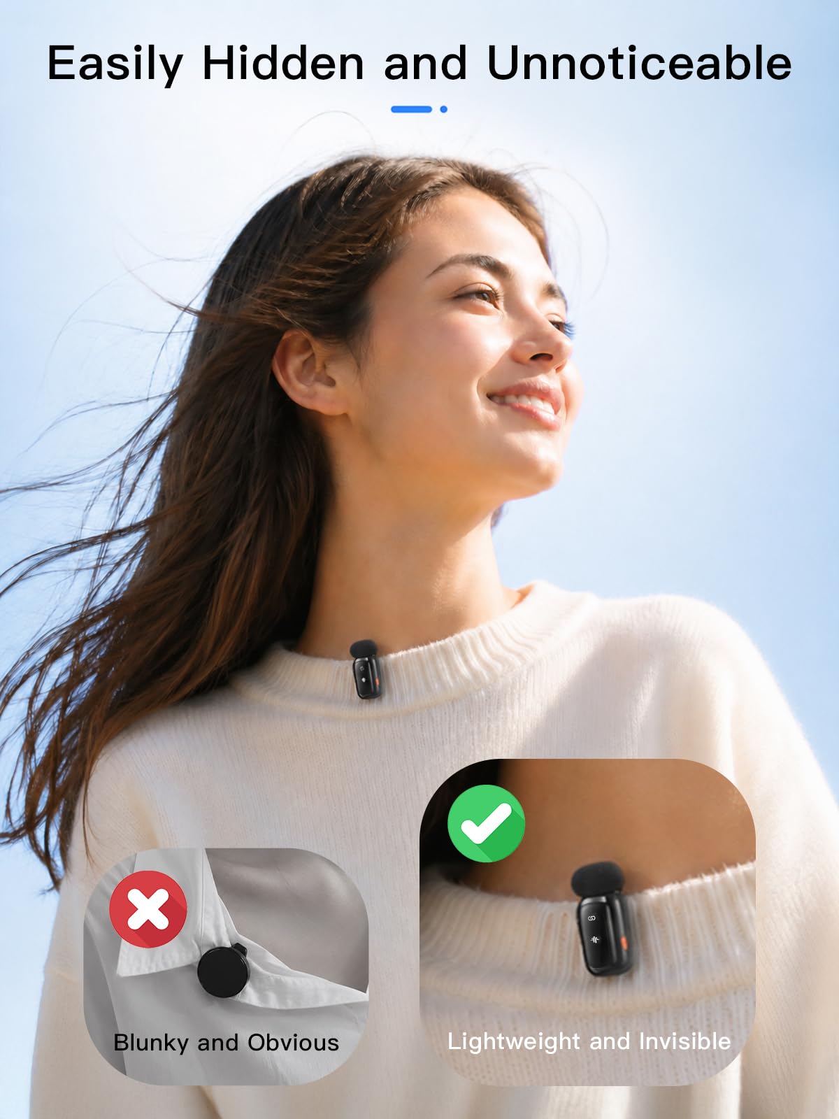 Wireless Microphone for iPhone Android Dual Lavalier Mini - Amazpro Official Imagery - 3