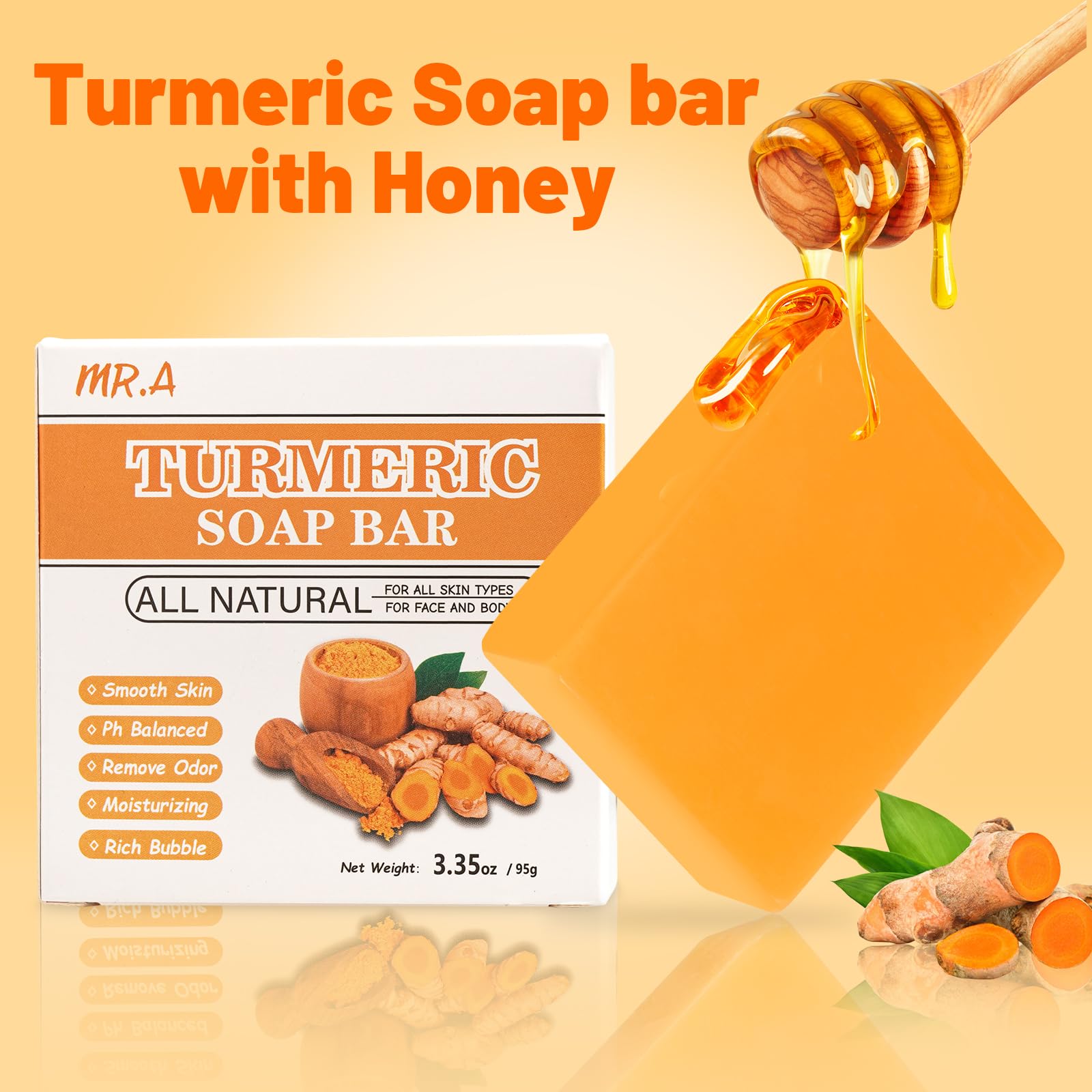 MR.A 3Packs Turmeric Soap Bar, Organic Tumeric Soap for Face and Body, Lemon - MR.A Official Product View 5
