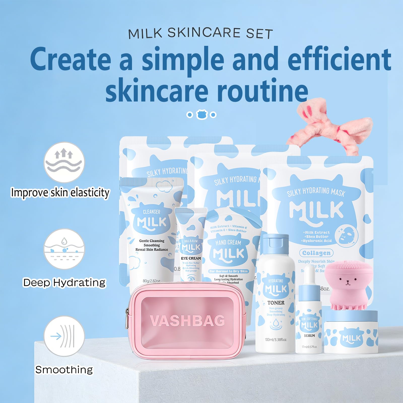 Milk Skin Care Set for Kids, Moisturizing Gentle, for Girls - Anweina