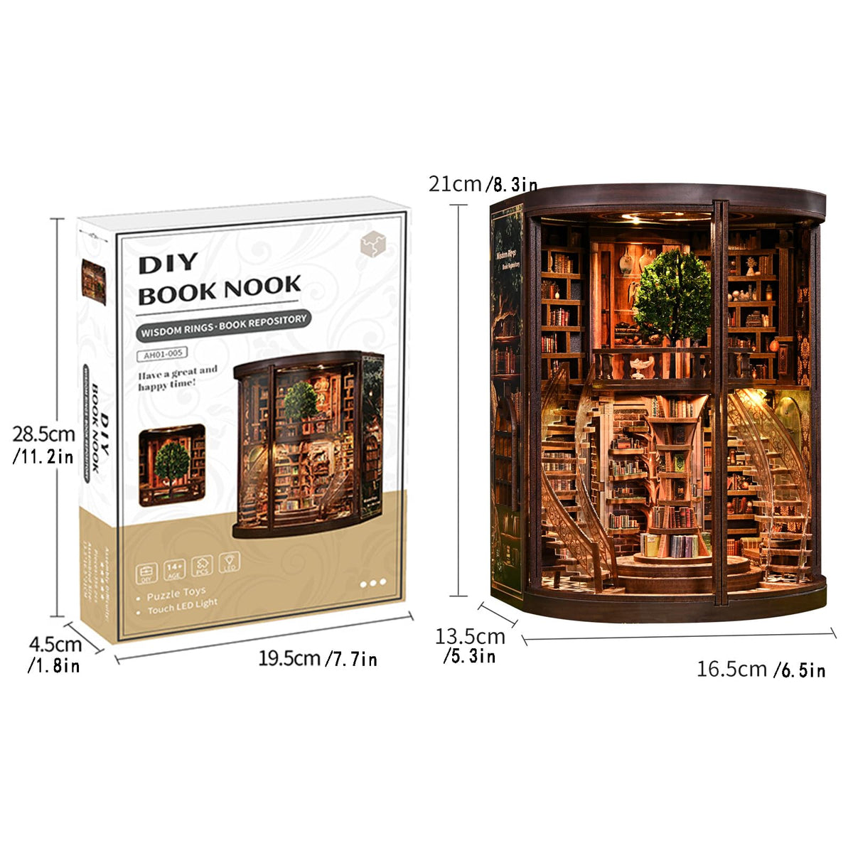 Wisdom Tree Library Book Nook Kit DIY 3D Wooden Puzzle with - Havefunfun Official Imagery - 4