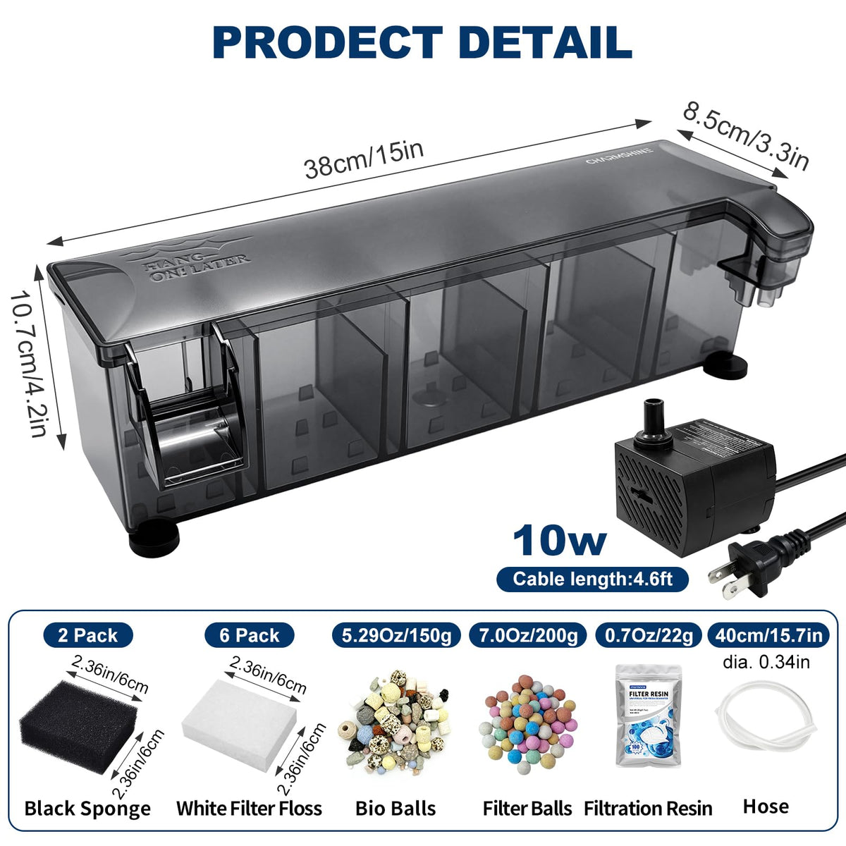 Hang on Back Aquarium Filter for 20 30 Gallon with - charmshine Official Imagery - 3