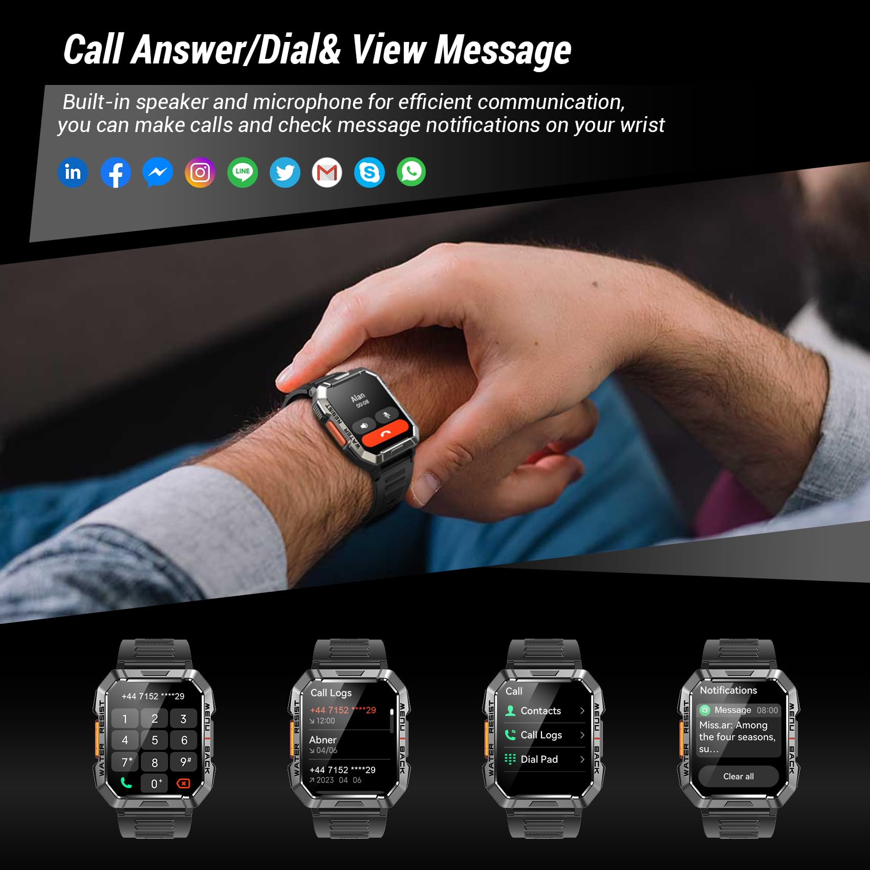 IOWODO Military Smart Watch for Men  , 2.01'' Smart Watch for Android - View 5