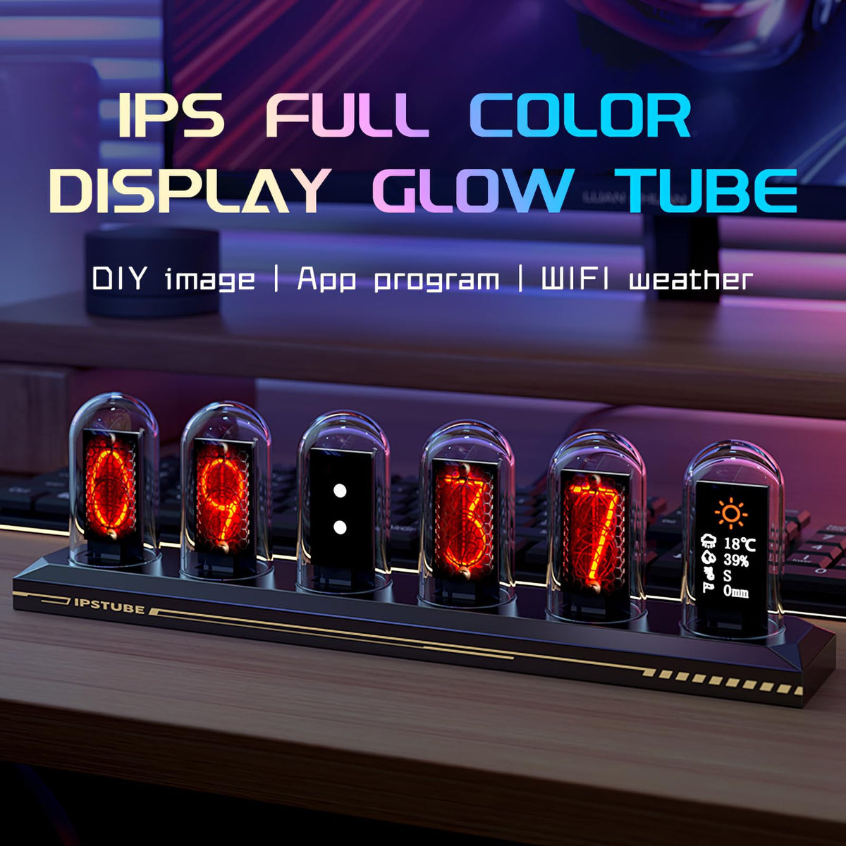 Nixie Tube Clock Glow Tube Clock IPS Color Screen Digital - Vastarry Official Imagery - 3