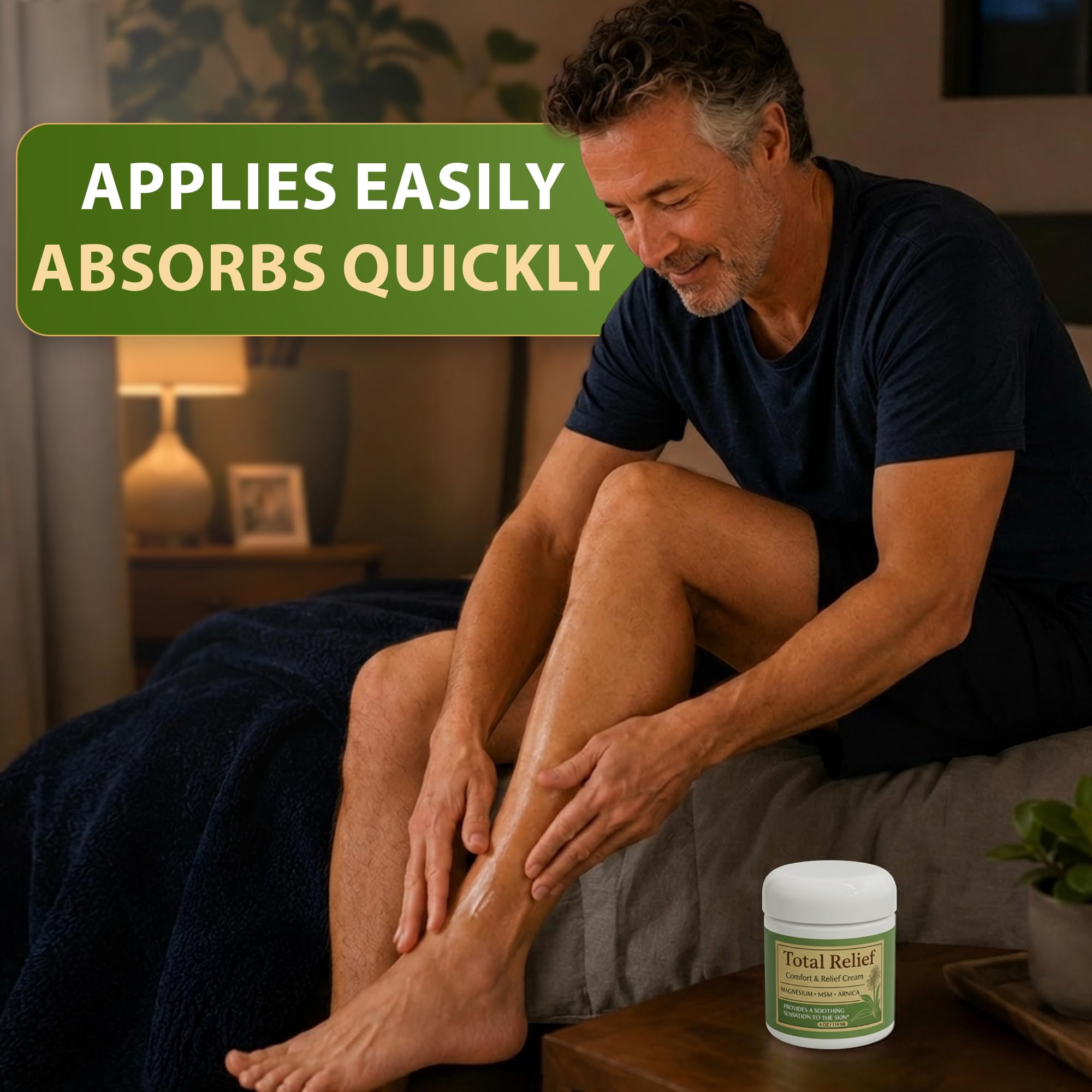 HiRelief Magnesium Cream moisturizer for muscles, joints, and legs in a 4 oz tub, with a smooth, creamy texture.