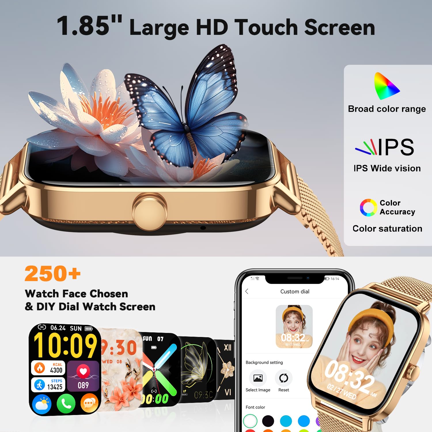 zhizhi Smart Watch for Women Android/iPhone: Fitness Tracker Smart Wat - View 7