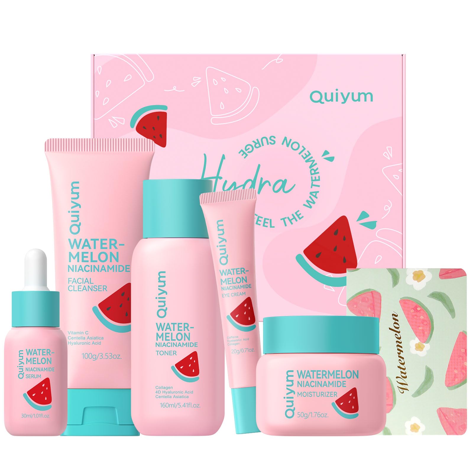 Watermelon &amp; Niacinamide Skincare Set for Women Teens Girls, - QUIYUM
