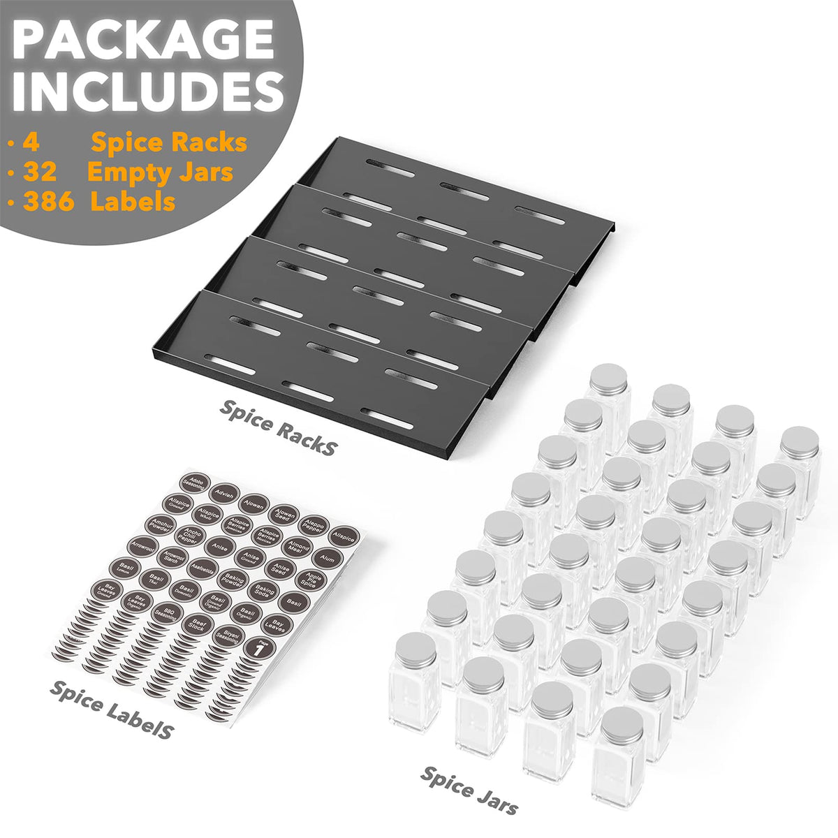 SpaceAid Spice Drawer Organizer with 32 Spice Jars 386 Spice - SpaceAid Official Imagery - 7