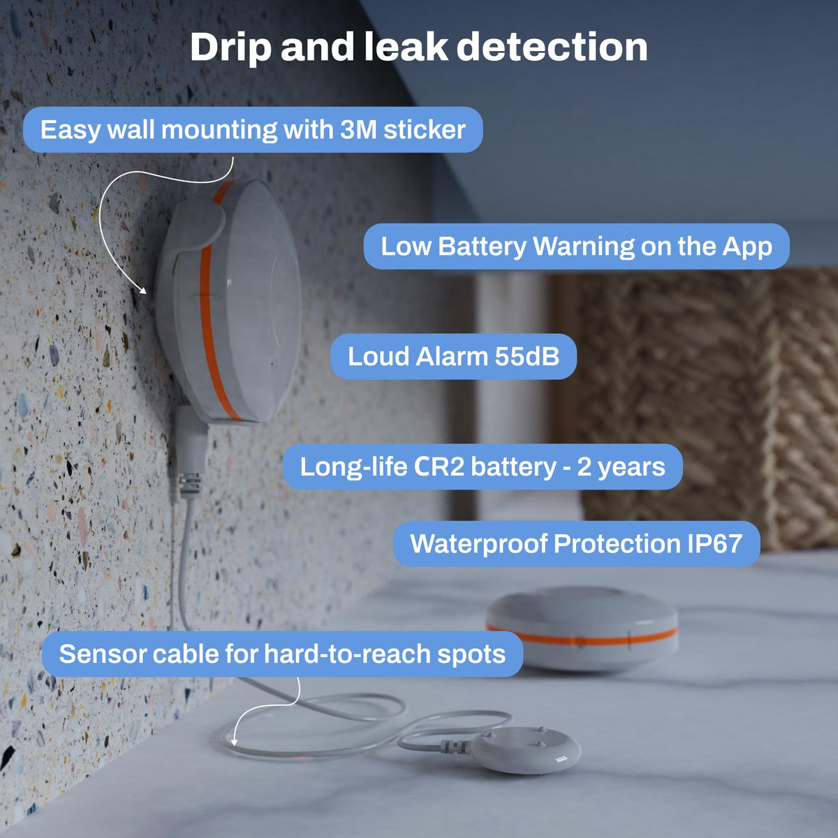 Smart Zigbee Water Sensor Alarm Leak Detector for Home - ADAPTOR Official Imagery - 3
