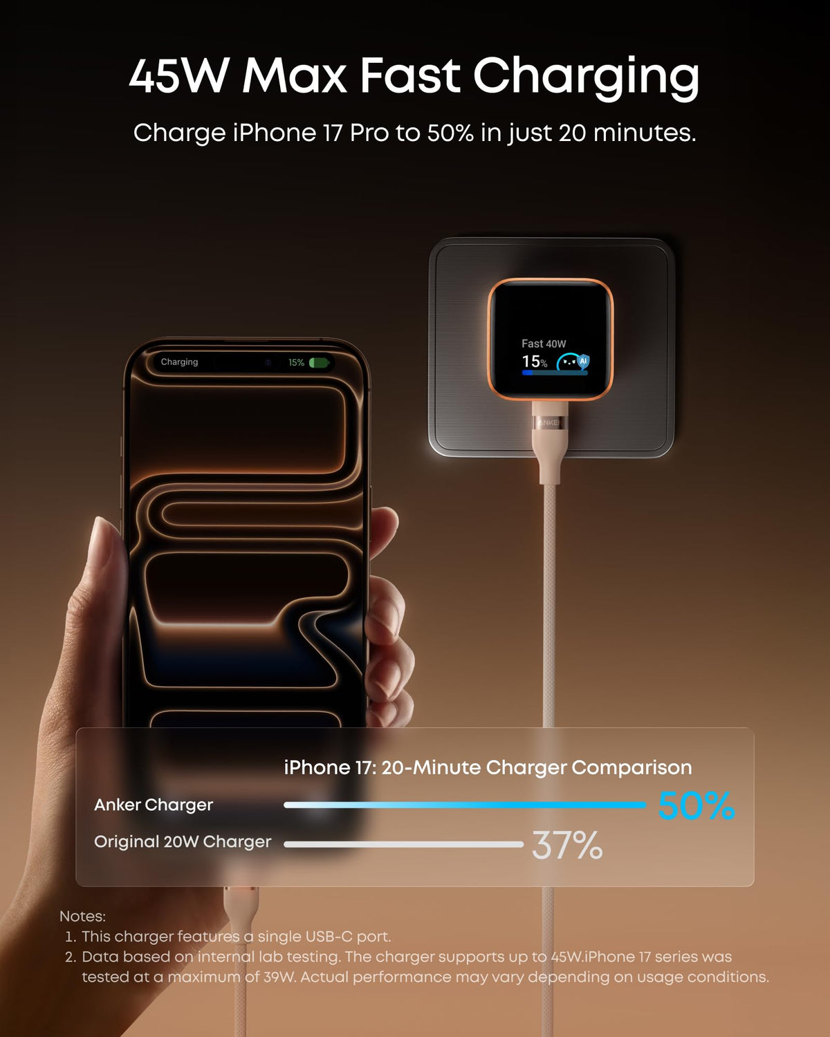 Anker Nano Smart Display Charger 45W Max Fast Charger USB C - Premium Selection Official Imagery - 4