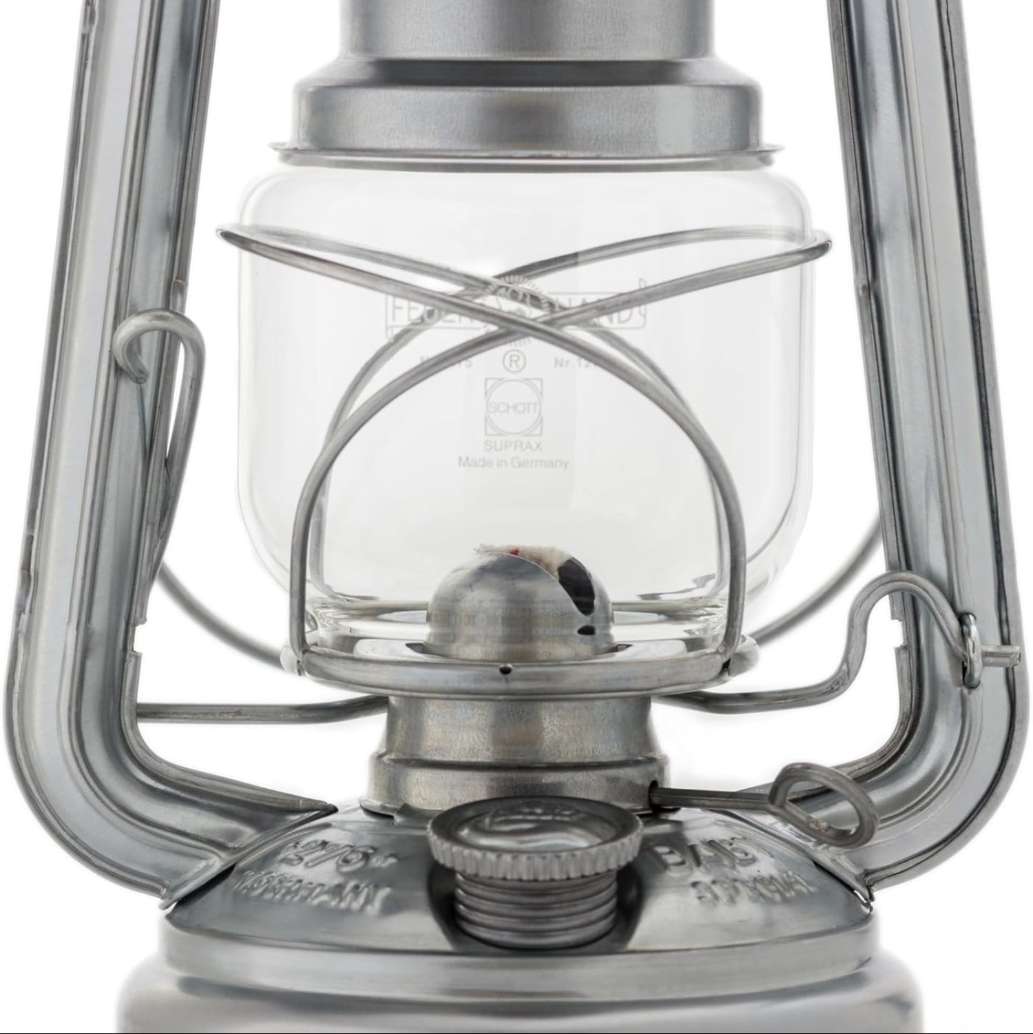 Feuerhand 12562 Lantern 276 in zinc with galvanized steel body, vintage-style hurricane lantern for outdoor or decorative use