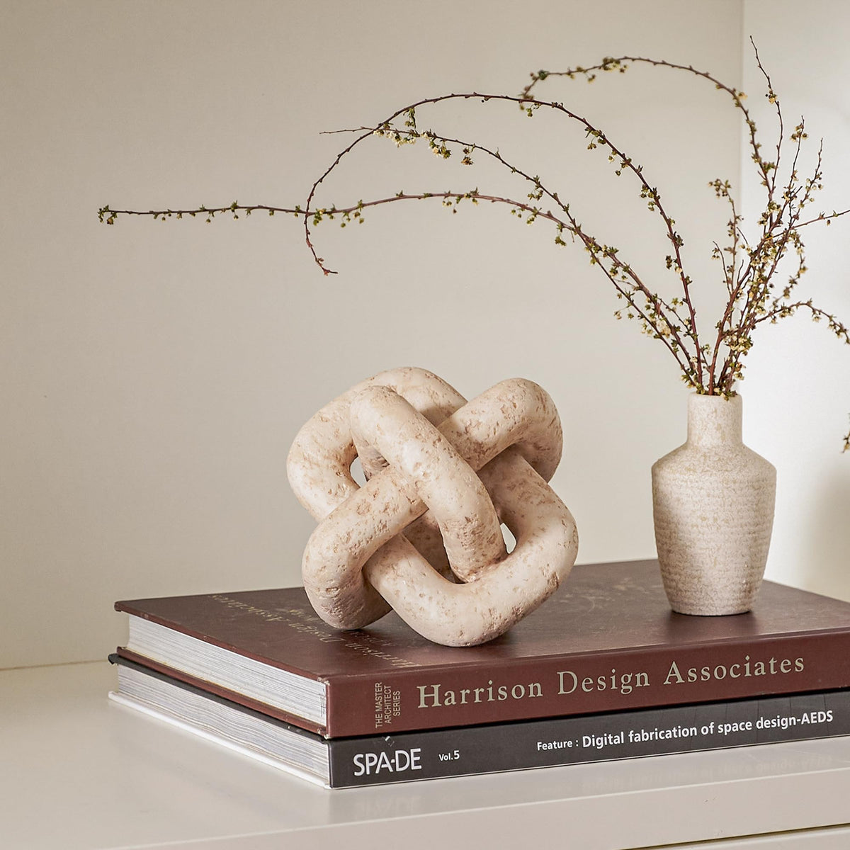 DN DECONATION 3 Link Knot Decor Beige Travertine Coffee - DN DECONATION Official Imagery - 4