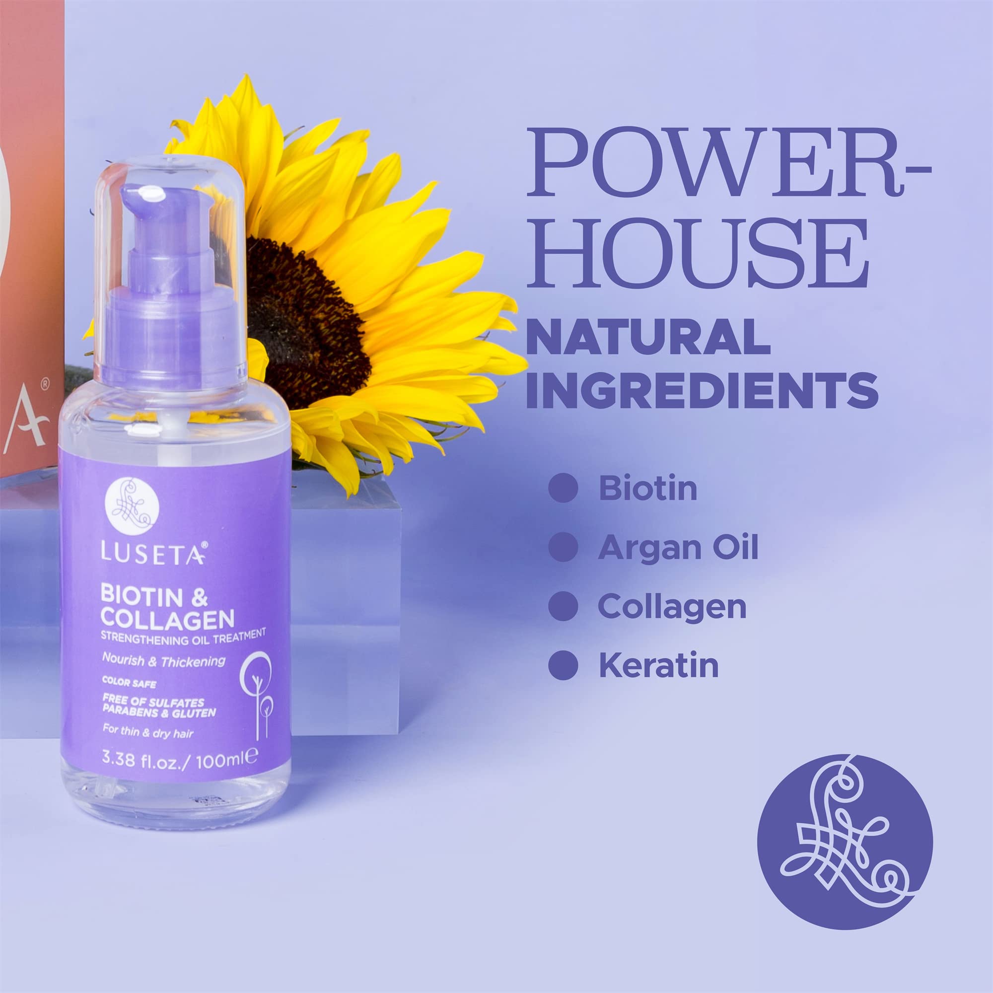 L LUSETA Biotin & Collagen Hair Oil Serum for Thin Hair, 3.38 fl oz - L LUSETA Official Product View 4