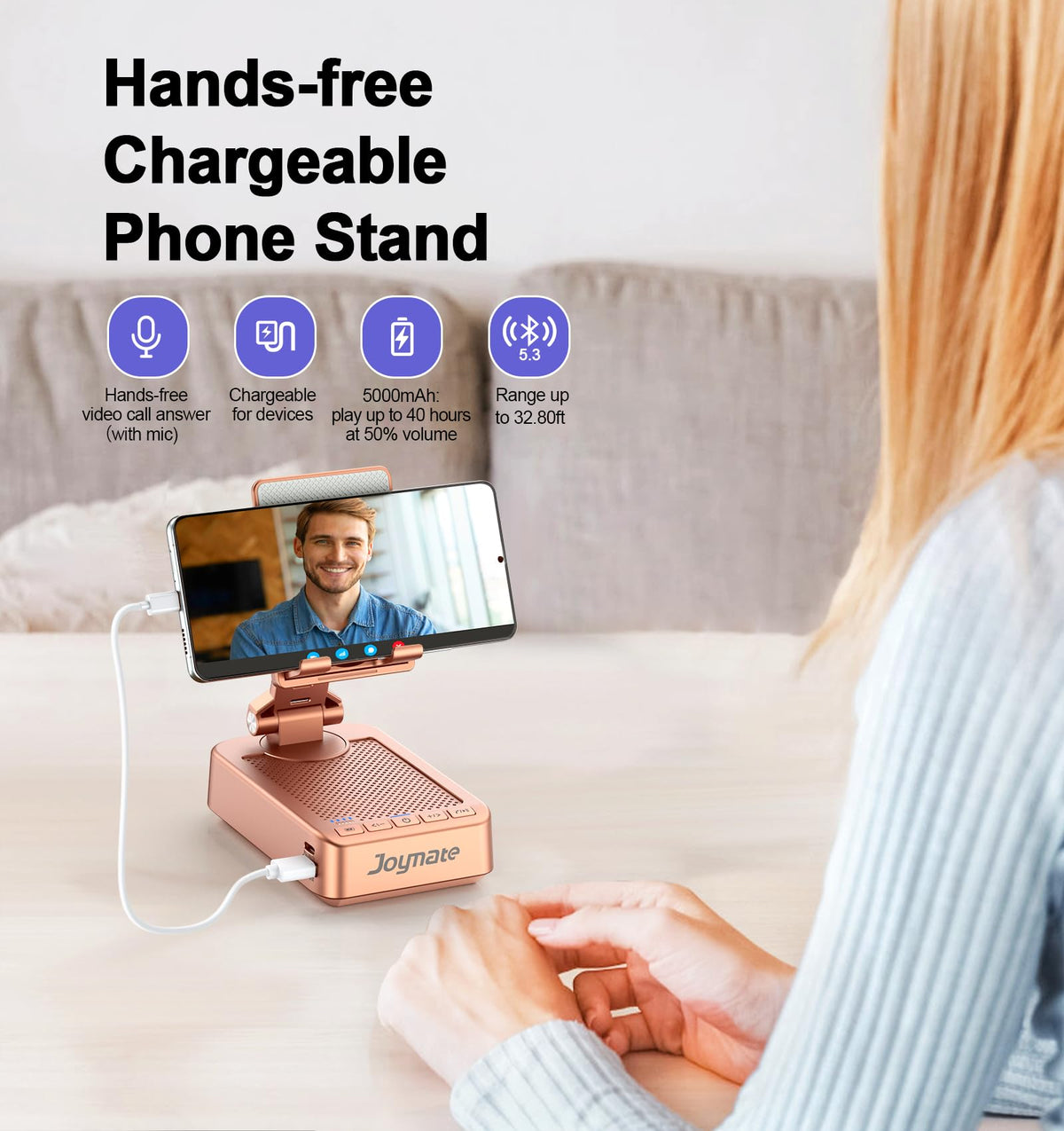 Gifts for Women Girls Bluetooth Speaker Phone Stand with - Joymate Official Imagery - 3