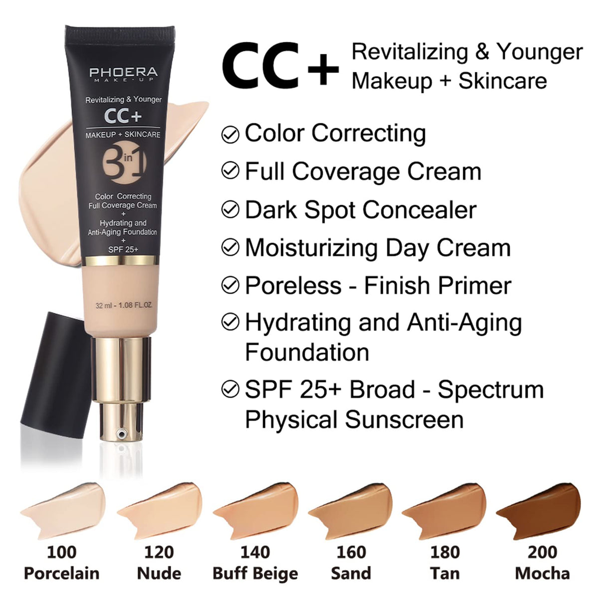 PHOERA CC Cream Foundation With SPF PHOERA Full Coverage - Hilareco Official Imagery - 3