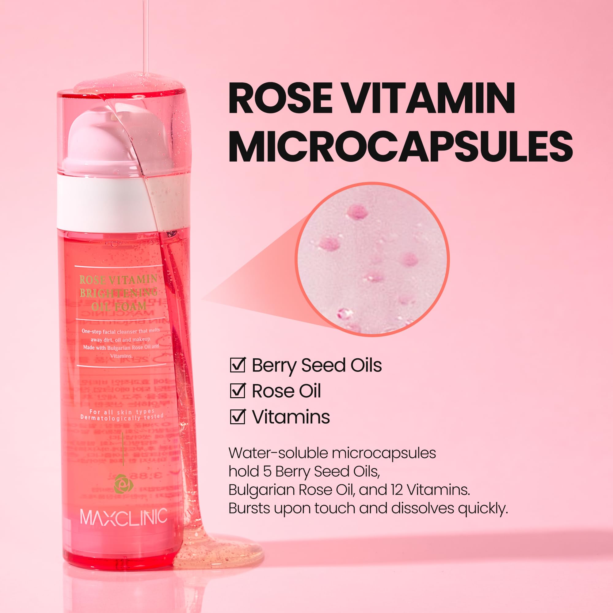 MAXCLINIC K Beauty Rose Vitamin Oil To Foam - Makeup Face Wash Cleanse - View 8