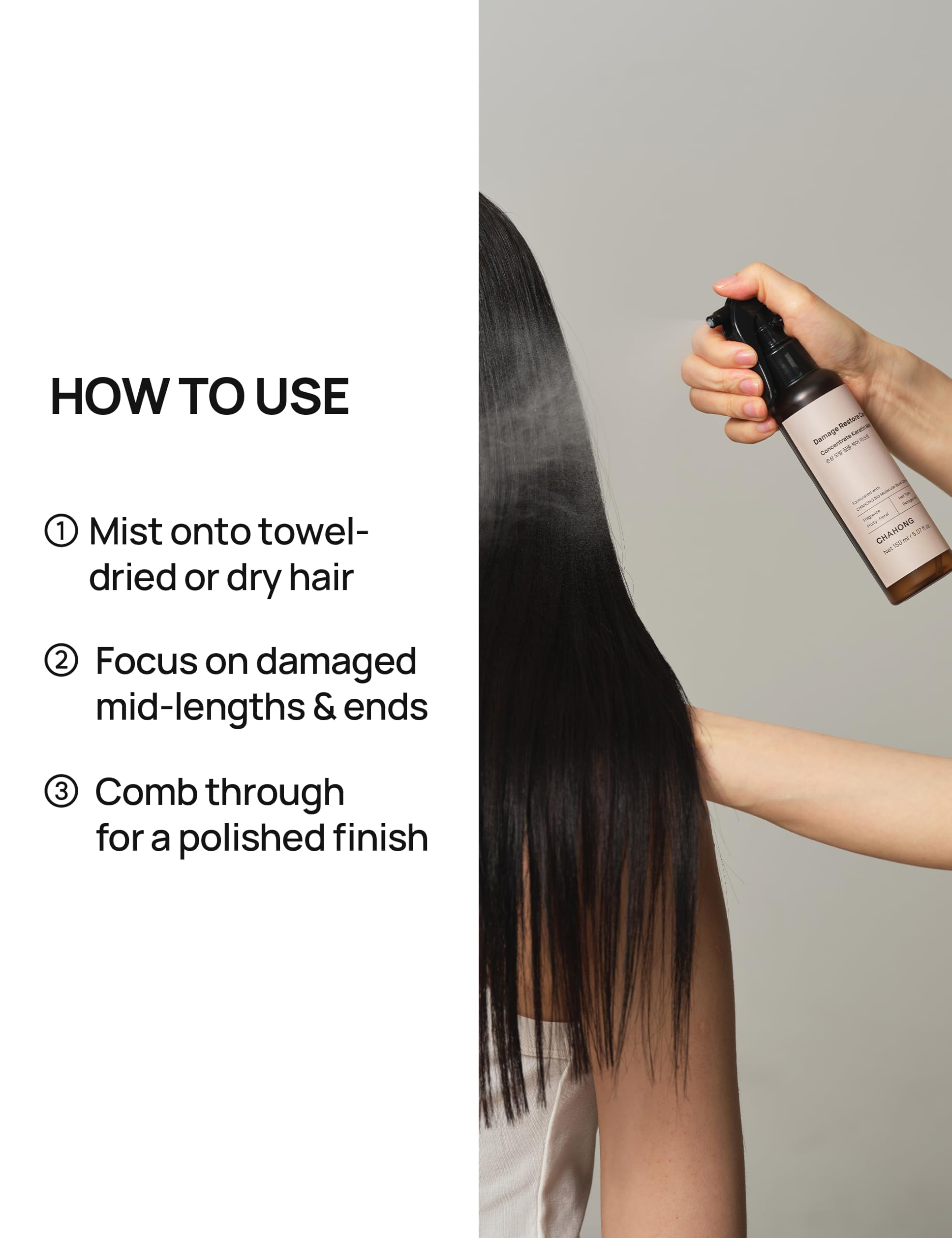 CHAHONG Keratin Leave In Hair Oil Mist with Hydrolyzed - CHAHONG Official Imagery - 7