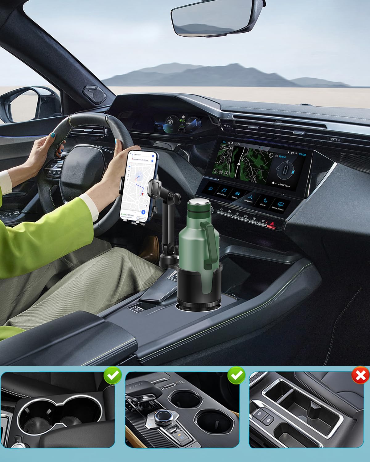 Easkkty 2-in-1 Cup Phone Holder for Car, 360° Adjustable Car Phone Mount - Easkkty Official Product View 2