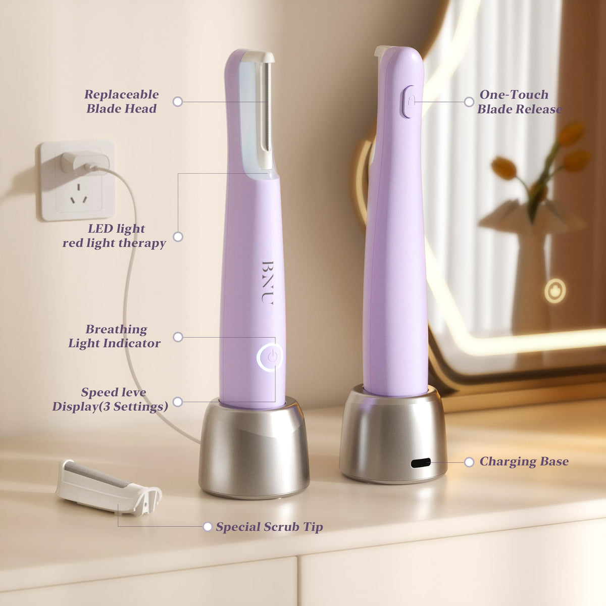 Dermaplane Razor for Women Face Peach Fuzz Removal Sonic - BNU Official Imagery - 8