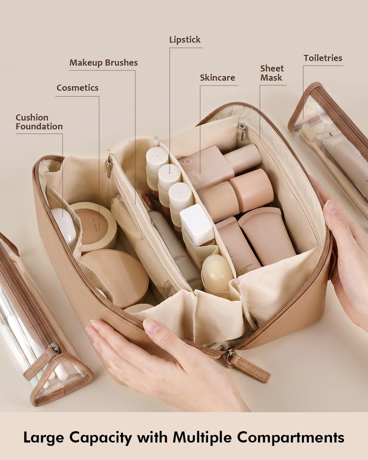 Prite 3 Pcs Makeup Bag Set Travel Toiletry Bag Cosmetic - Prite Official Imagery - 3