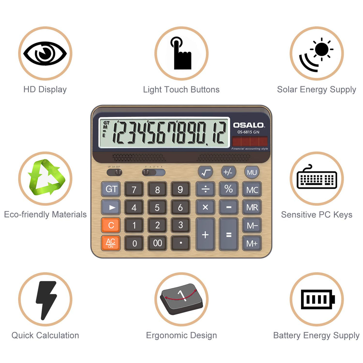 Desktop Calculator Extra Large 5 Inch LCD Display 12 Digit - pendancy Official Imagery - 5
