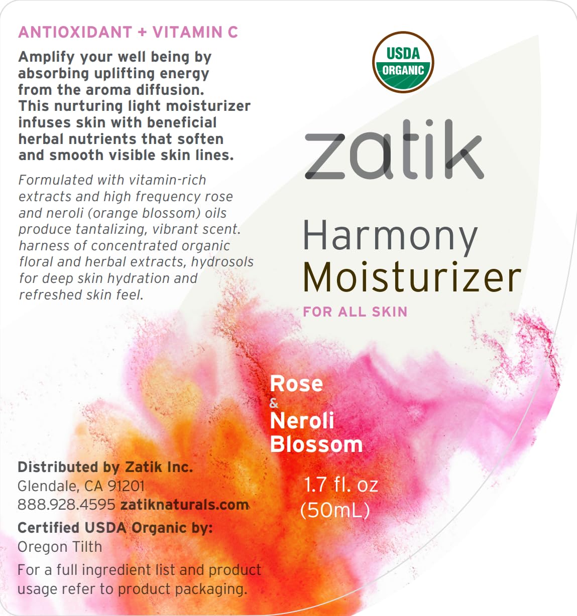 Zatik Naturals Harmony Moisturizer Rose and Neroli Blossom 1 - Zatik Official Imagery - 3