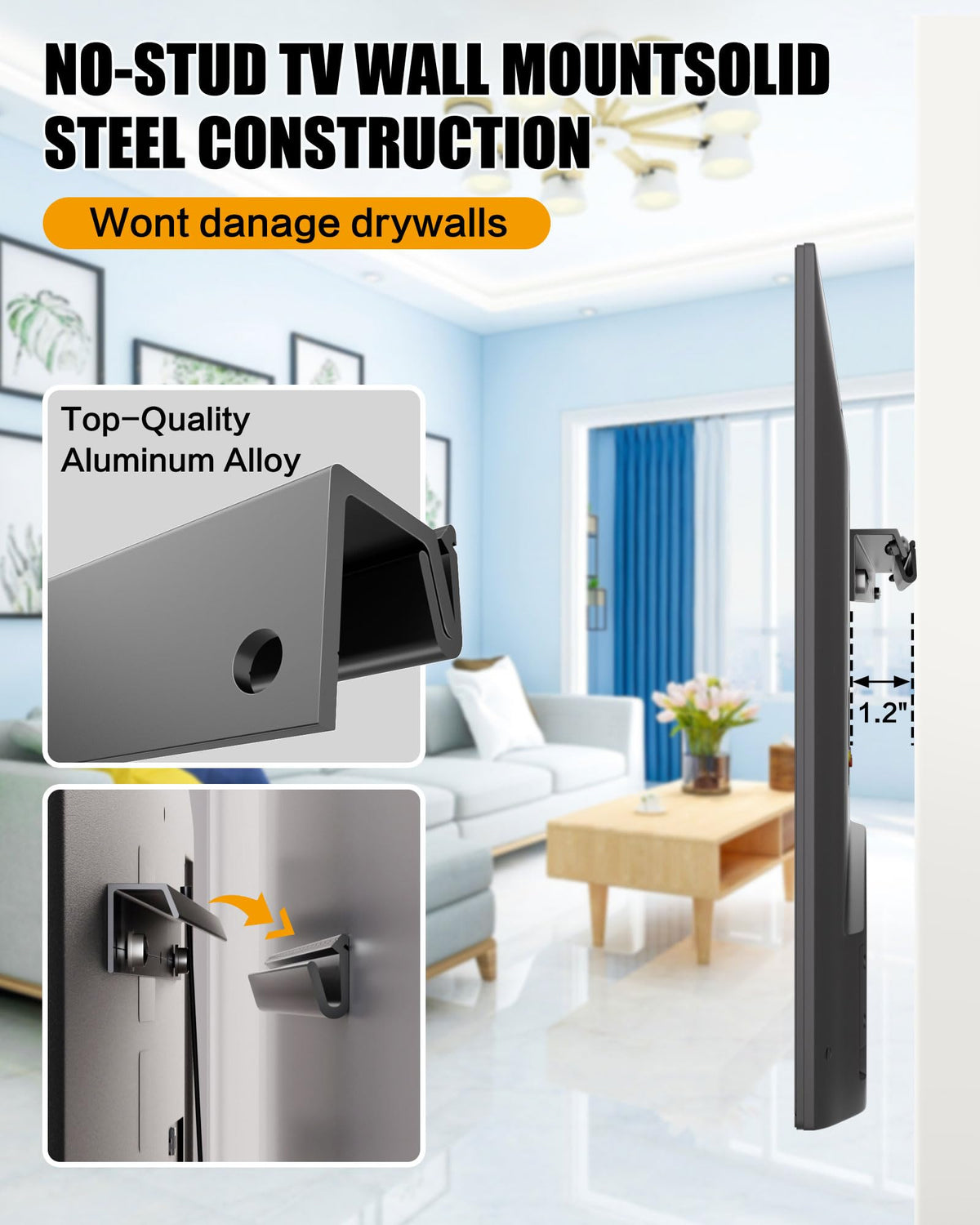 Studless TV Wall Mount for Most 32 75 Inch TVs Holds up to - HYPIGO Official Imagery - 4