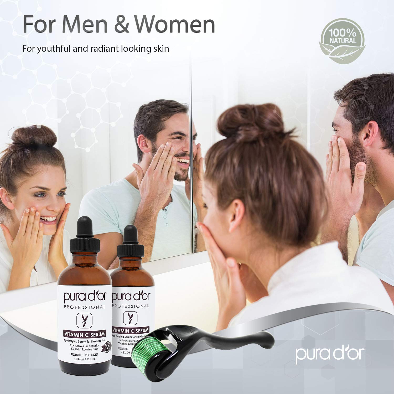 PURA D OR 25 Vitamin C Serum 4 Oz 0 25mm Derma Roller Set - PURA D'OR Official Imagery - 4