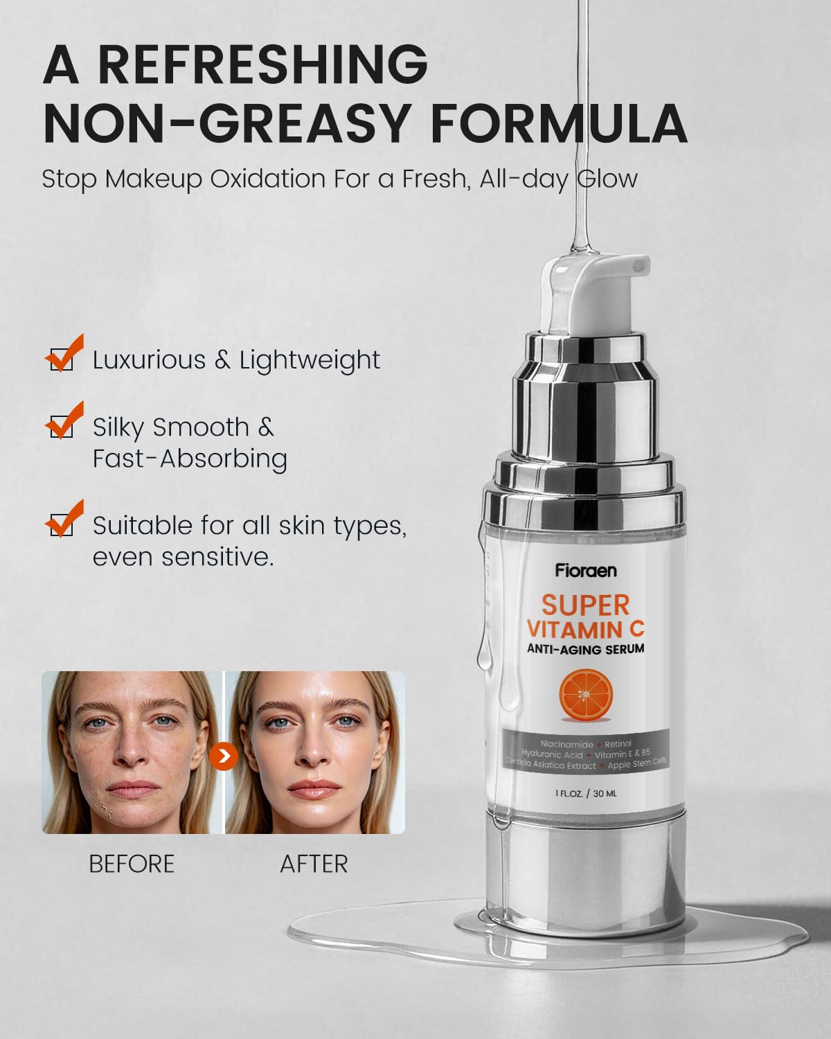 Super C Serum for Mature Skin All in One Vitamin C Serum for - Fioraen Official Imagery - 8