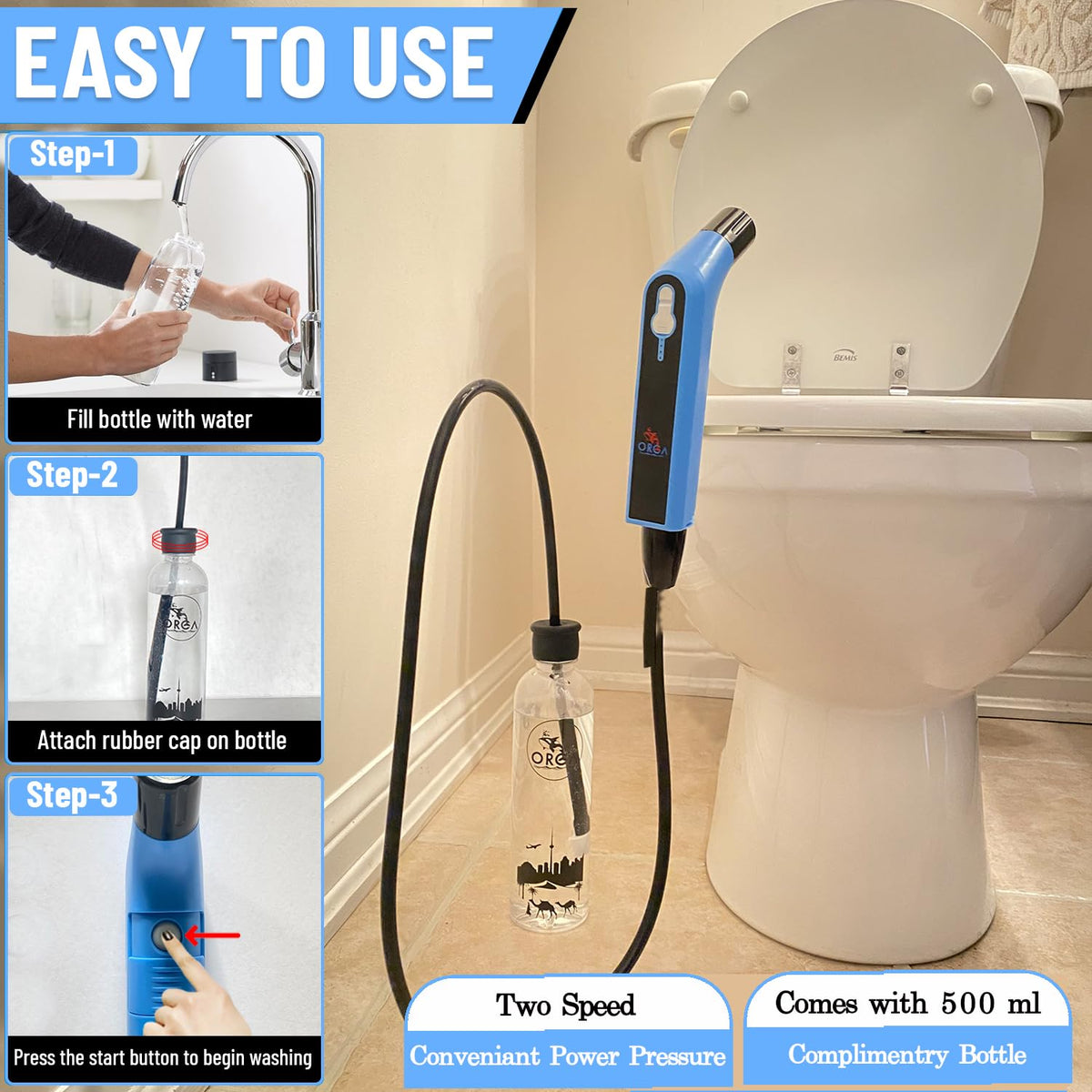 Orca Portable Travel Bidet Bottle Handheld Personal Sprayer - Orca Bidet Official Imagery - 4