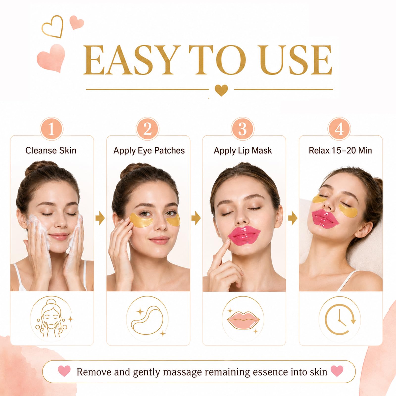30 Pairs Eye Masks &amp; Lip Masks, 24K Gold Under Eye Patches - Sulily