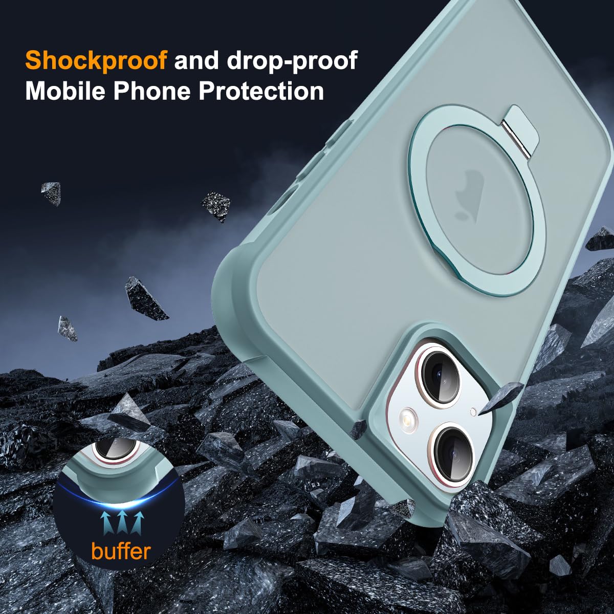 SKYLMW Compatible with iPhone 13 14 Case with Stand Blue - SKYLMW Official Imagery - 8
